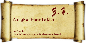 Zatyko Henrietta névjegykártya