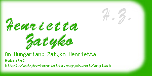 henrietta zatyko business card